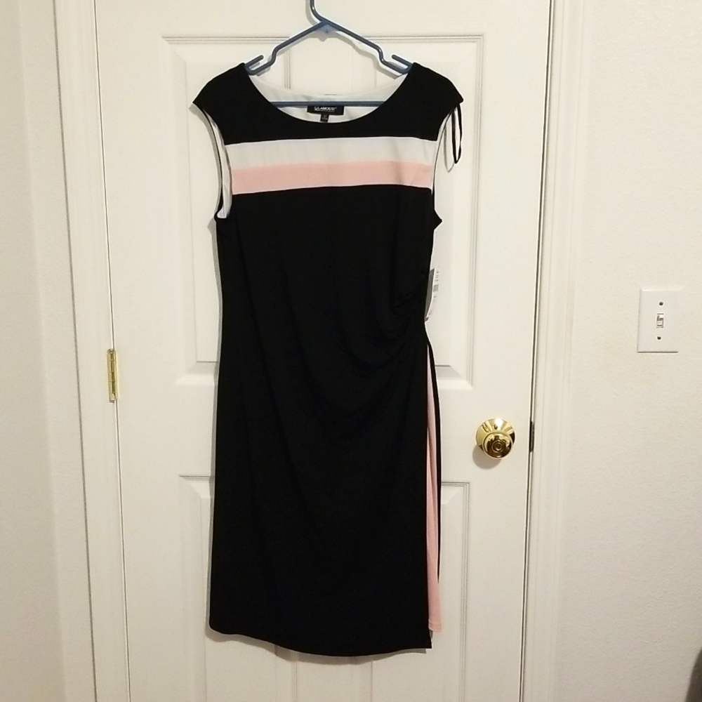 Glamour Color block Black, pink and black dress Size 12 NWT